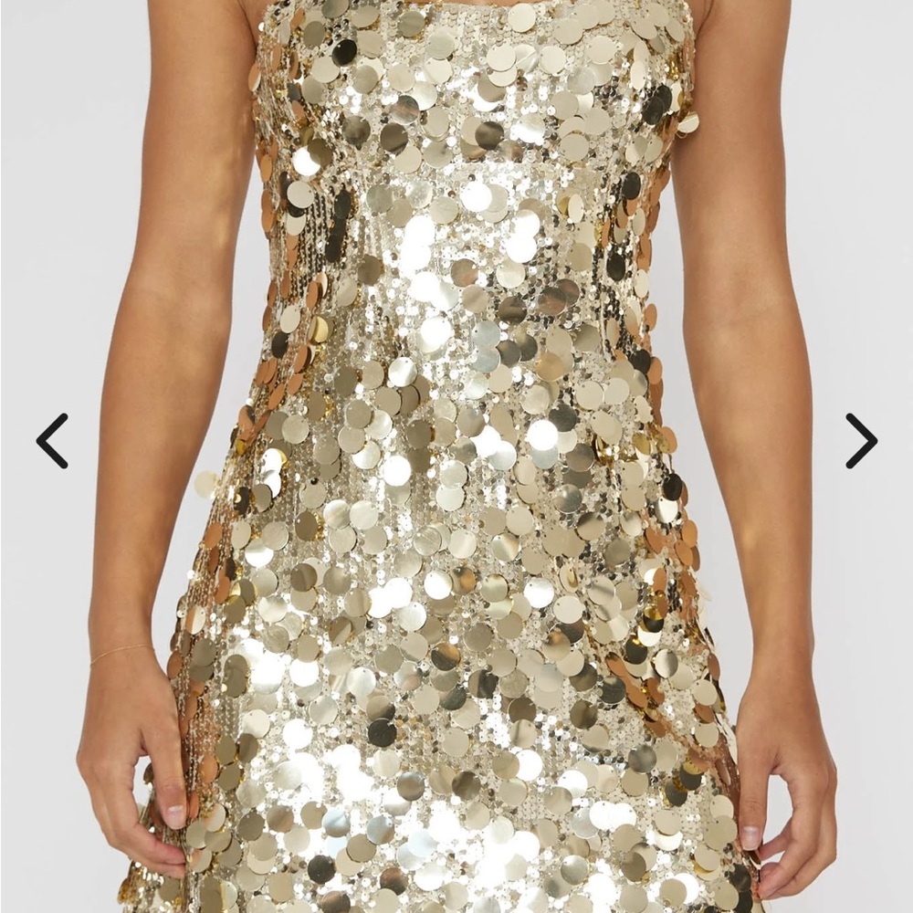 Express Gold Sequin Midi Dress